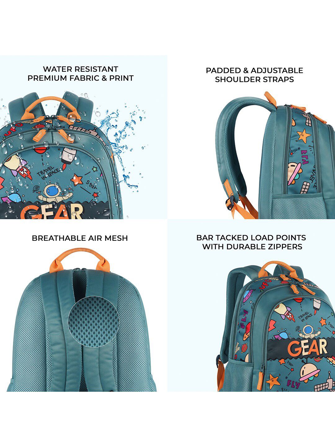 Gear Kids Graphic Printed Water Resistance Backpack