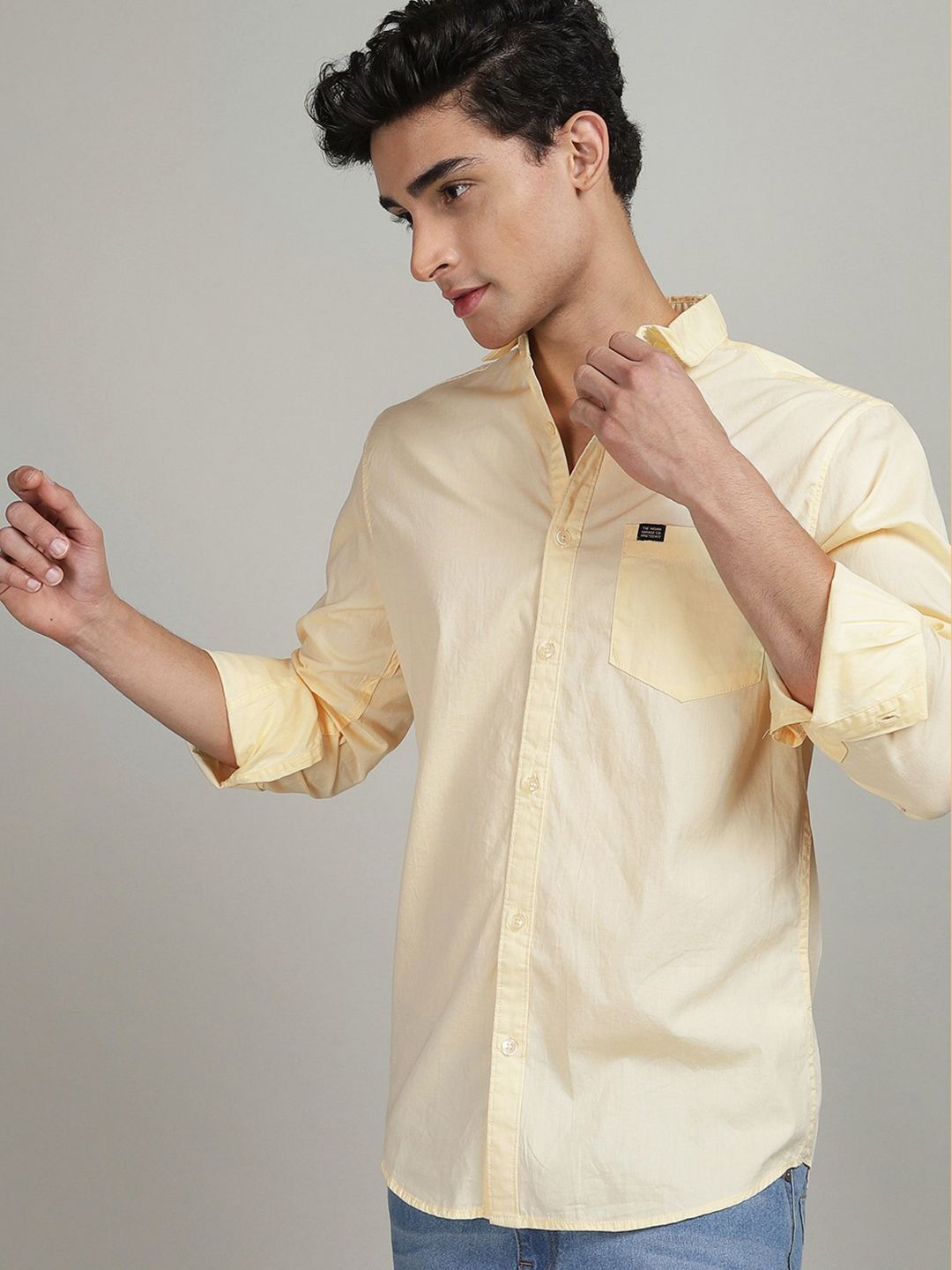 The Indian Garage Co Men Yellow Comfort Regular Fit Cotton Casual Shirt