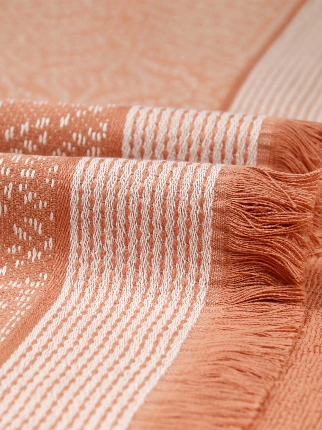 MYTRIDENT Orange-Coloured & White Ethnic Motifs Printed Cotton 500 GSM Bath Towel