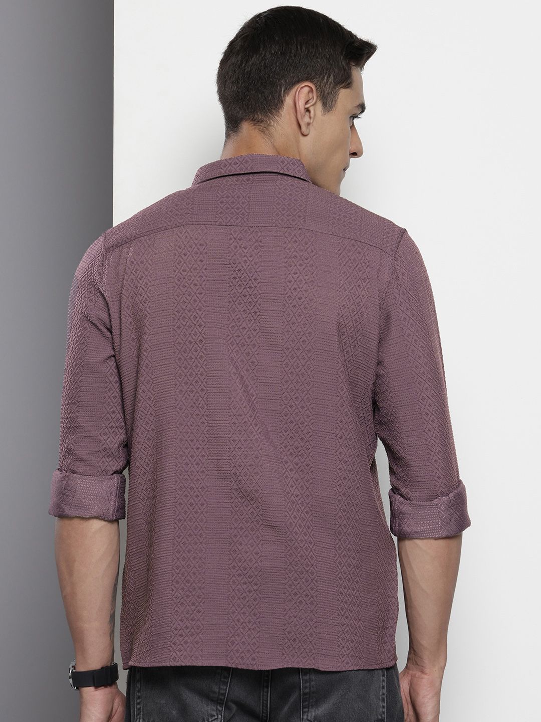 The Indian Garage Co Self Design Opaque Casual Shirt