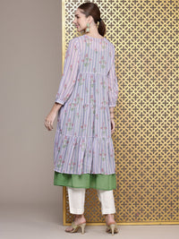 House of Pataudi Shoulder Straps Jashn Kurta With Longline Shrug