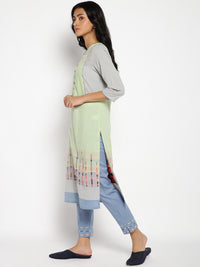 W Women Green Geometric Kurta