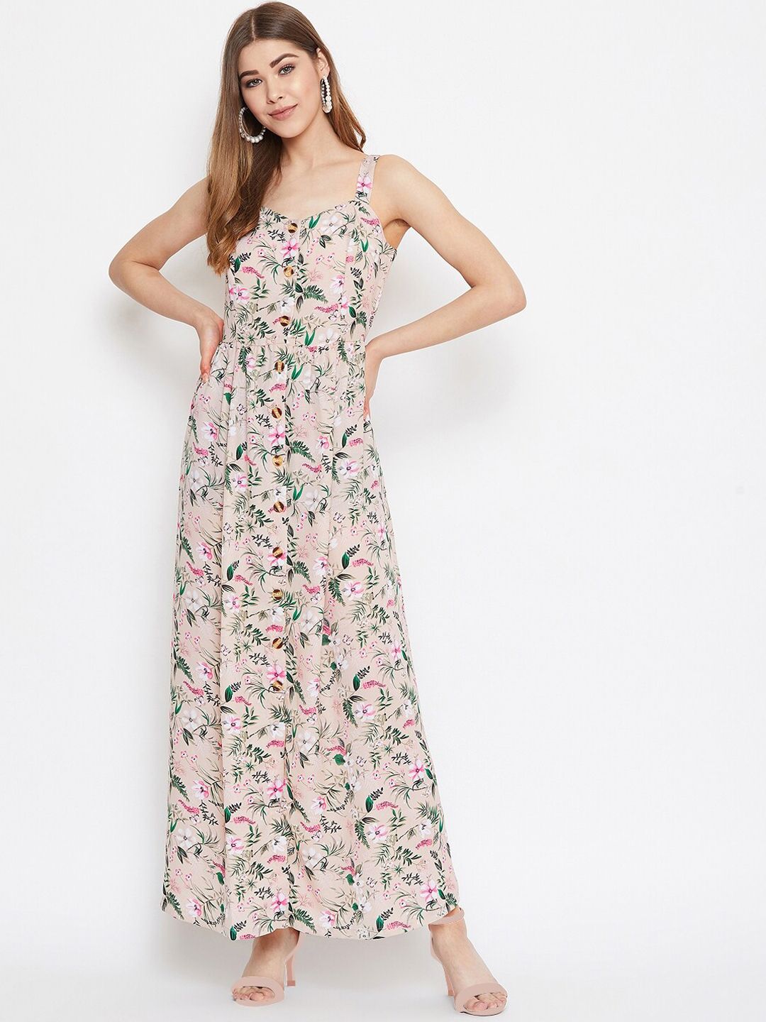 Berrylush Floral Crepe Maxi Dress