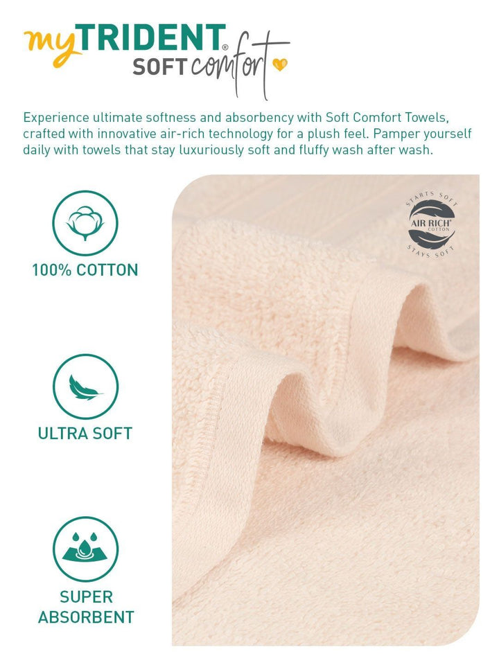 MYTRIDENT Beige 6 Pieces Cotton 500 GSM Highly Absorbent Face Towels