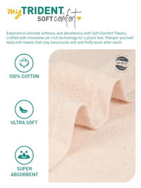 MYTRIDENT Beige 6 Pieces Cotton 500 GSM Highly Absorbent Face Towels