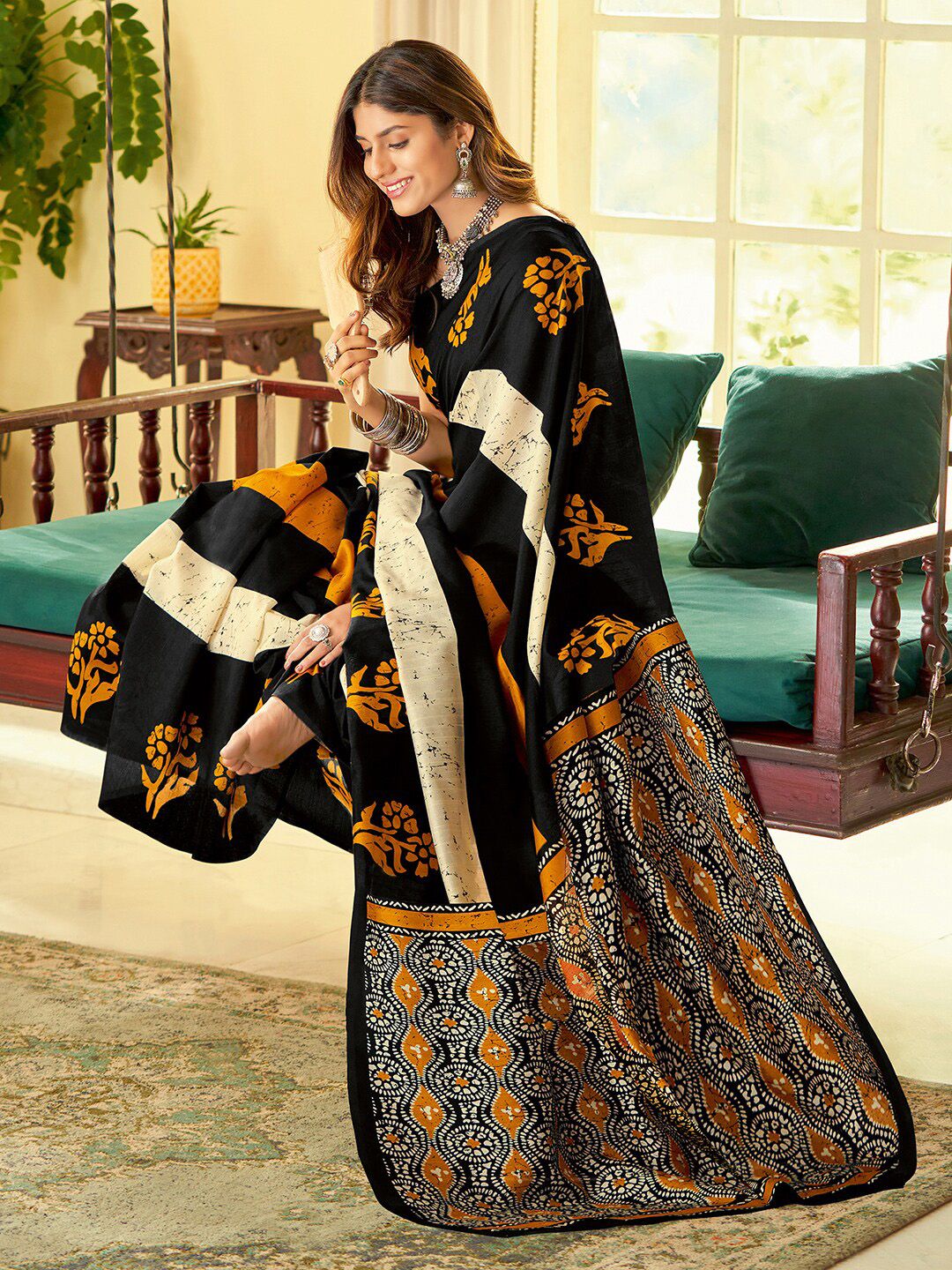 Saree mall Bagh Printed Dabu Sarees