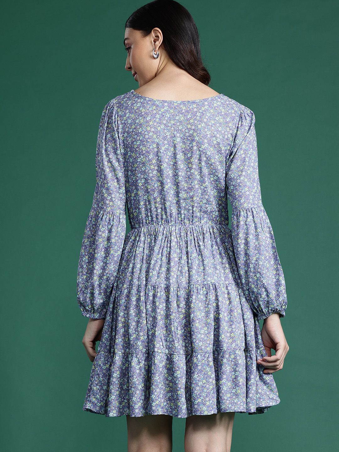 DressBerry Floral Print Tiered A-Line Dress