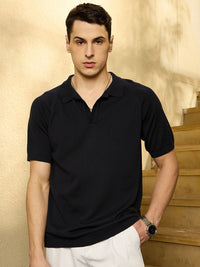 DENNISON Men Stretchex Solid Polo Collar Cotton T-shirt
