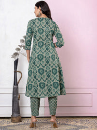 Varanga Women Printed Regular Thread Work Pure Cotton Kurta with Trousers & With Dupatta