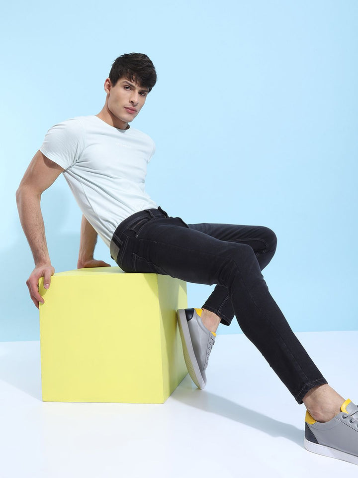 The Indian Garage Co Men Black Slim Fit Mid-Rise Clean Look Jeans