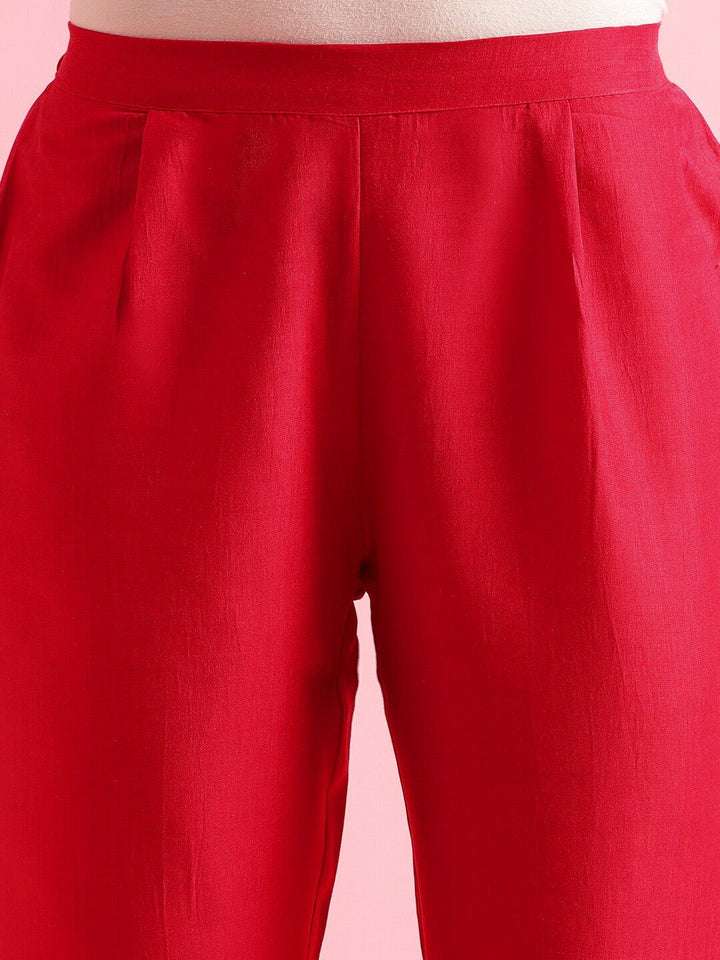KALINI Striped Regular Thread Work Kurta with Trousers