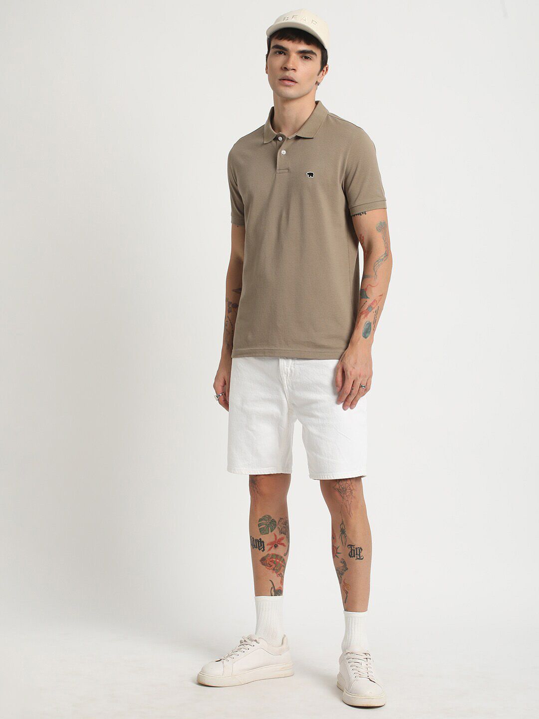 THE BEAR HOUSE Polo Collar Slim Fit Pure Cotton T-shirt