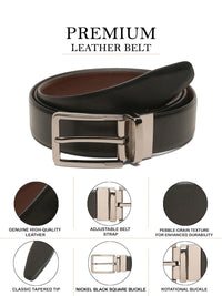 Teakwood Leathers Men Textured Leather Reversible Formal Belt