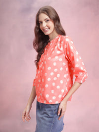 DressBerry Polka Dot Print Shirt Style Top