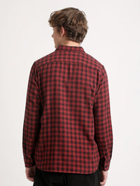 THE BEAR HOUSE Slim Fit Tartan Checks Spread Collar Pocket Cotton Casual Shirt