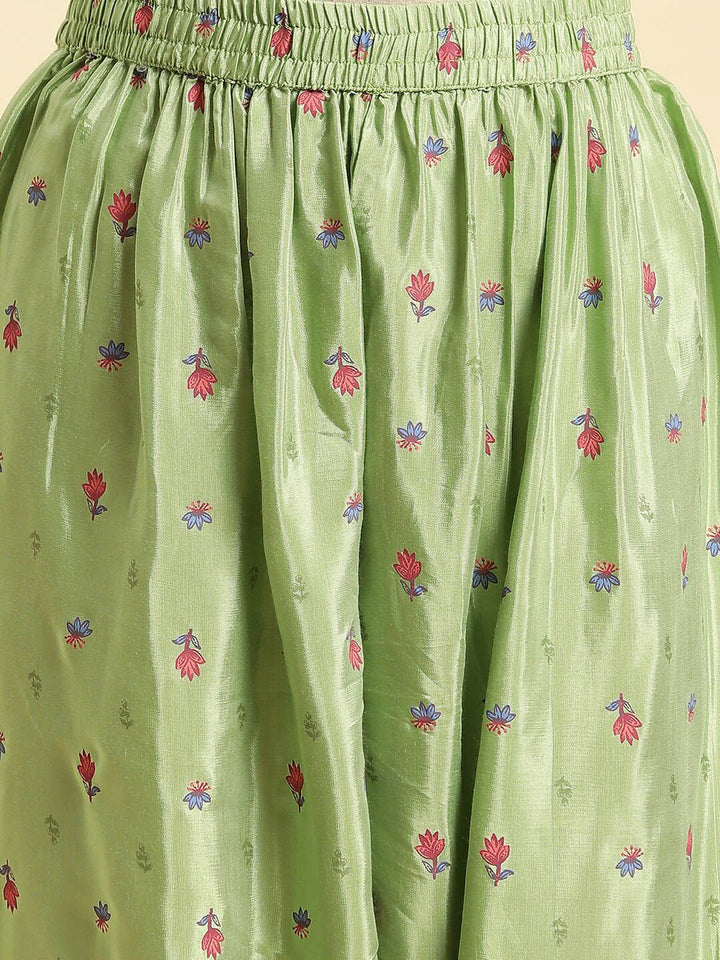 W Square Neck Thread Work Detailed A-Line Kurta & Salwar With Dupatta