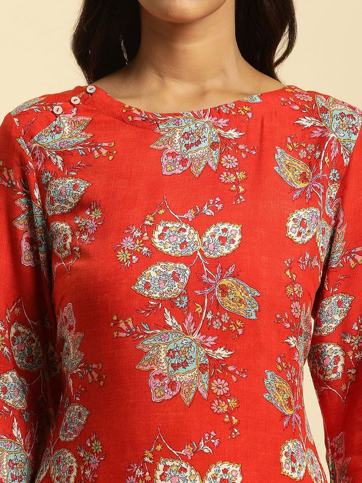 W Floral Printed Kurta with Trousers