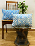 STITCHNEST Set of 2 Teal Blue Ethnic Motifs Rectangle Cushion Covers