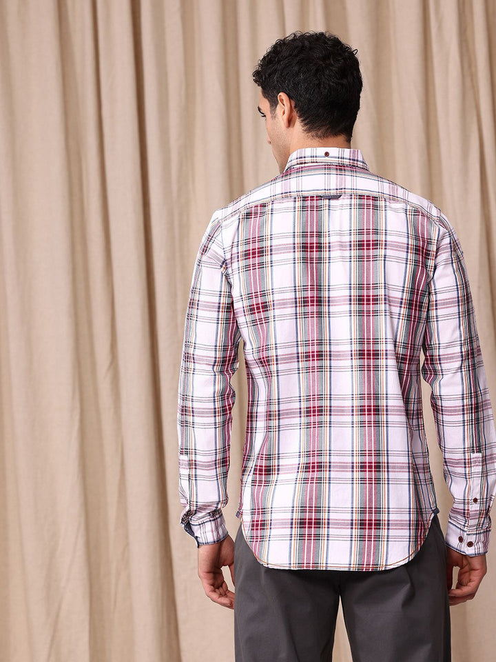 Mr Bowerbird Men Tailored Fit Tartan Checks Opaque Pure Cotton Casual Shirt