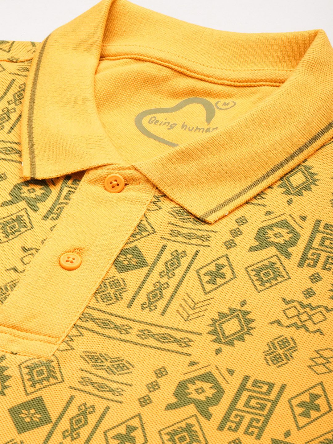 Being Human Geometric Printed Polo Collar Pure Cotton T-shirt