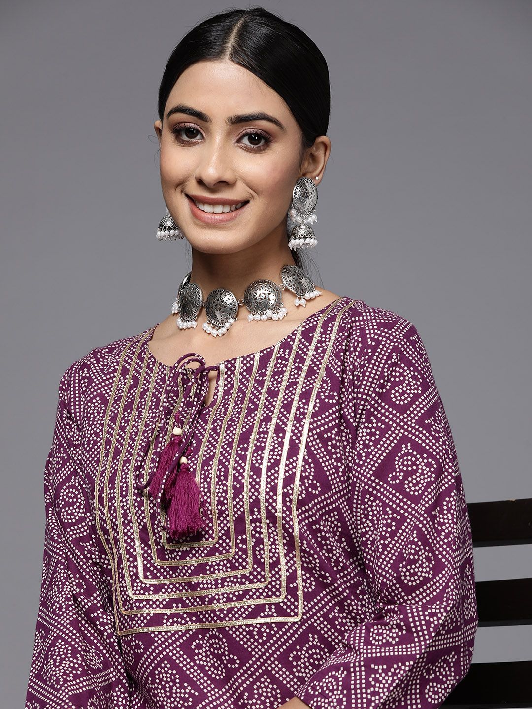 Varanga Women Ethnic Motifs Printed Gotta Patti Indie Prints Kurta
