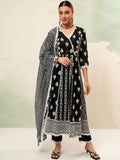Vishudh Women Floral Embroidered Pure Cotton Kurta with Trousers & With Dupatta