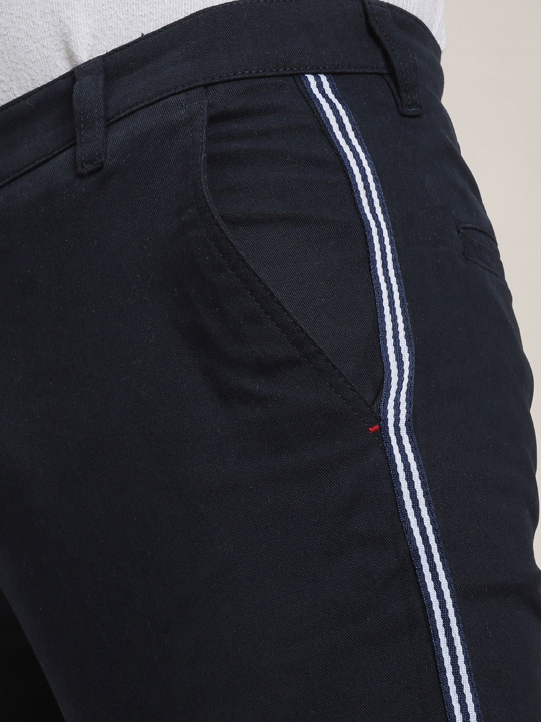 The Indian Garage Co Men Navy Blue Slim Fit Solid Chinos