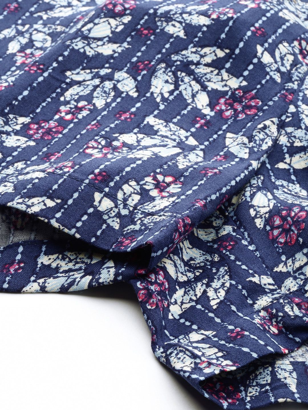 DressBerry Women Blue & Pink Printed Regular Fit Sustainable ECOVERO Regular Shorts