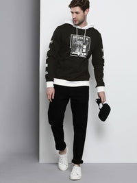 The Indian Garage Co Men Black Printed Hooded Sweatshirt