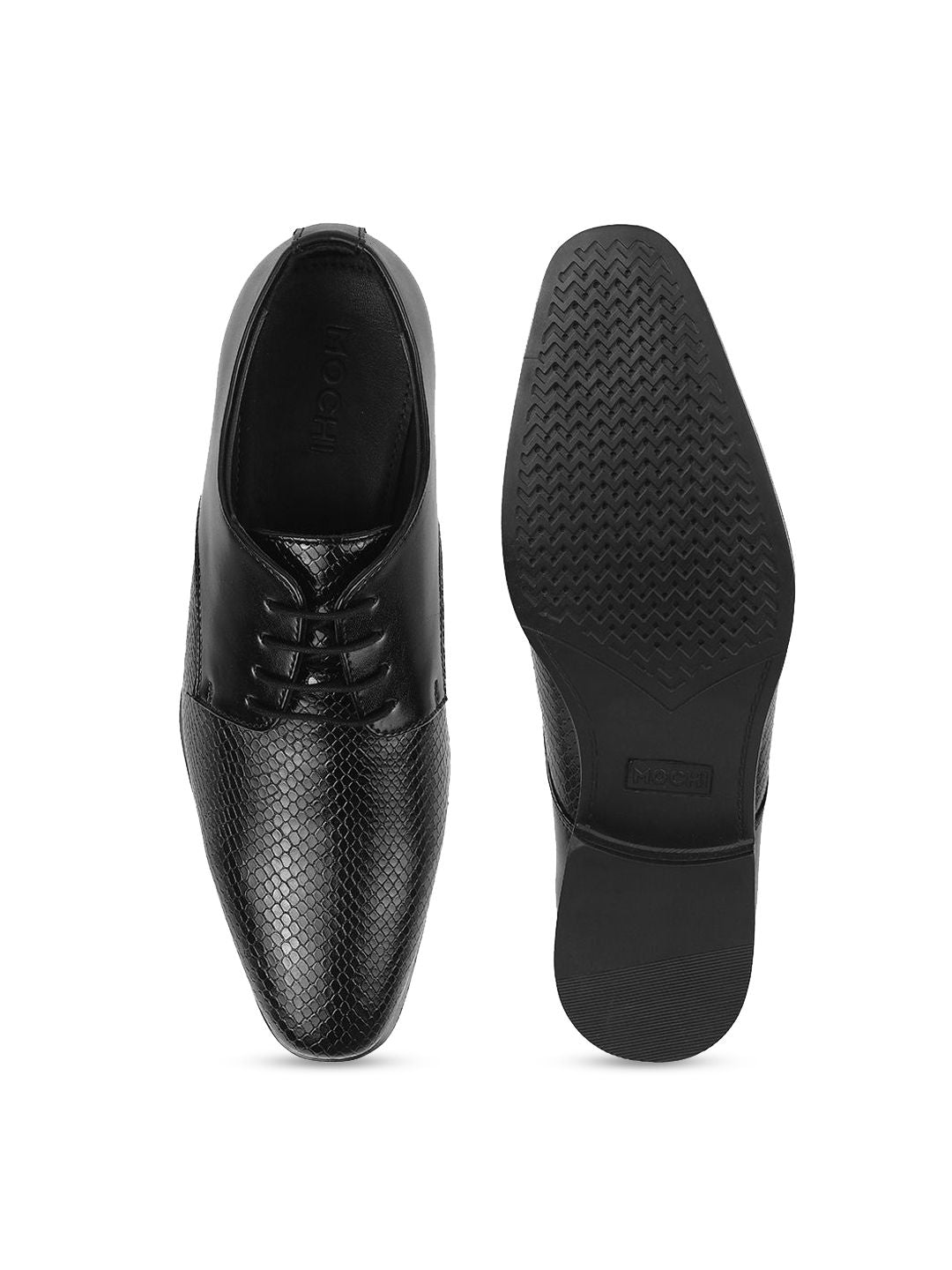 Mochi Men Textured Leather Formal Derbys