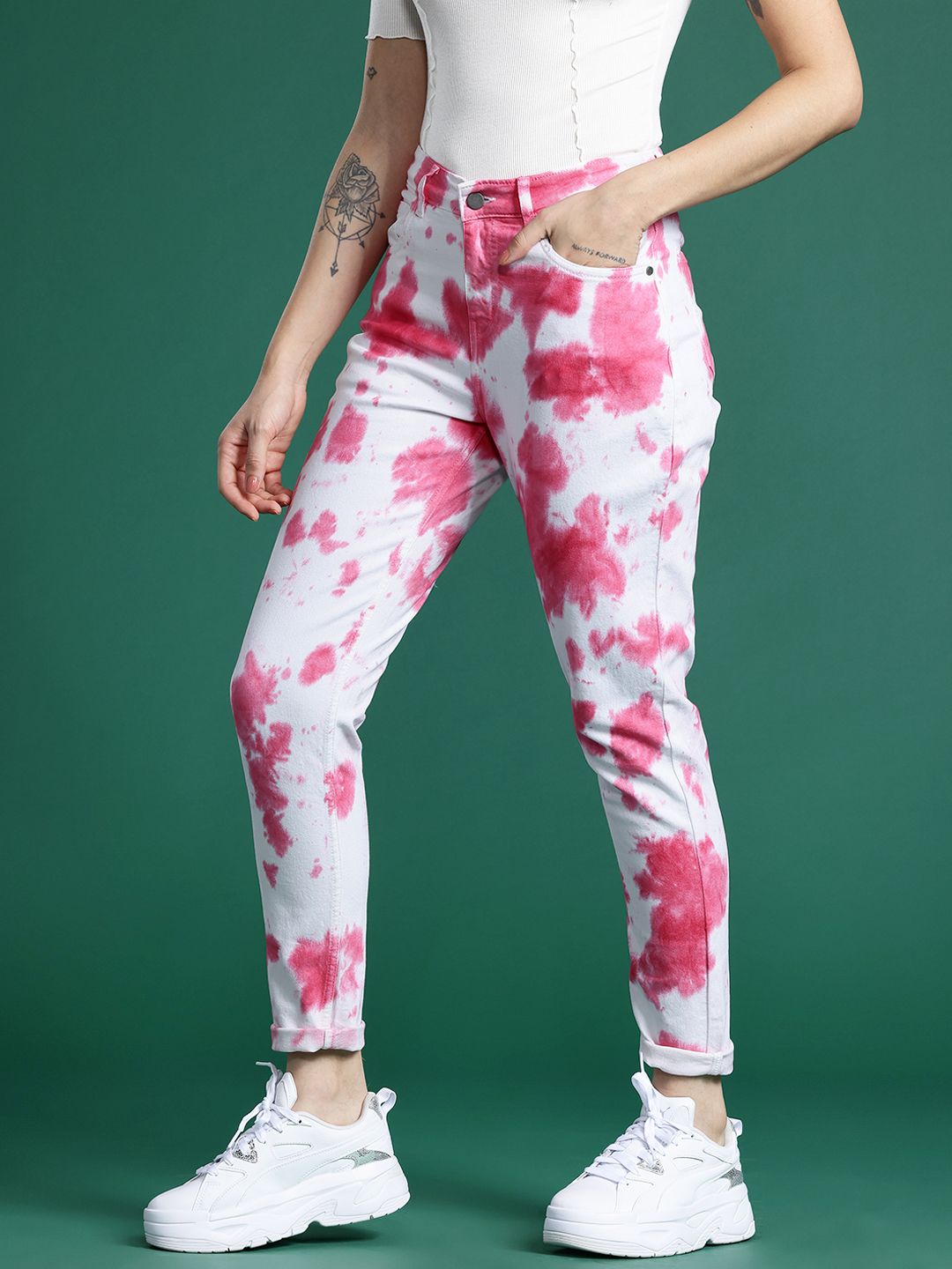 DressBerry Women Acid Wash Mom Fit Jeans