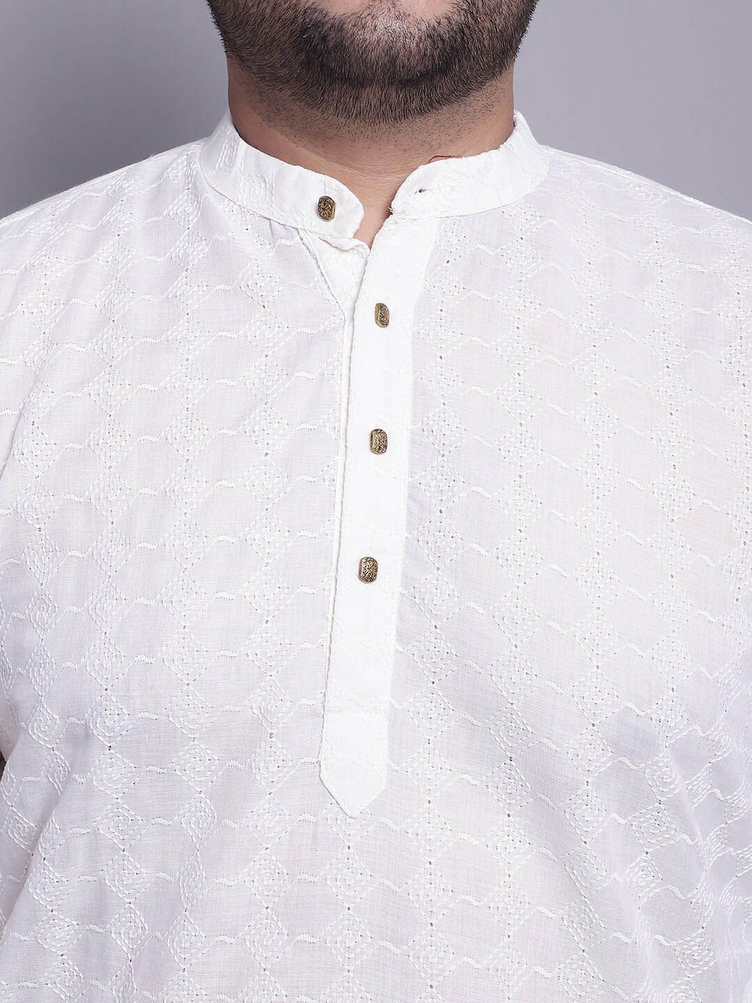 SOJANYA PLUS Self Design Pure Cotton Kurta With Pyjamas & With Nehru Jacket