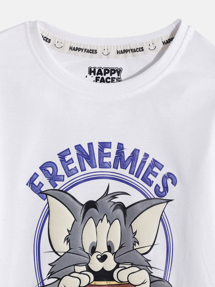 Happy Faces Boys Tom & Jerry Printed Pure Cotton T-shirt