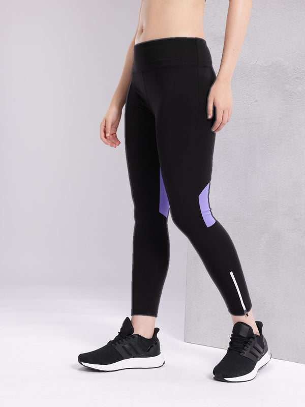 HRX by Hrithik Roshan Women Colourblock Rapid-Dry Cropped Running Tights
