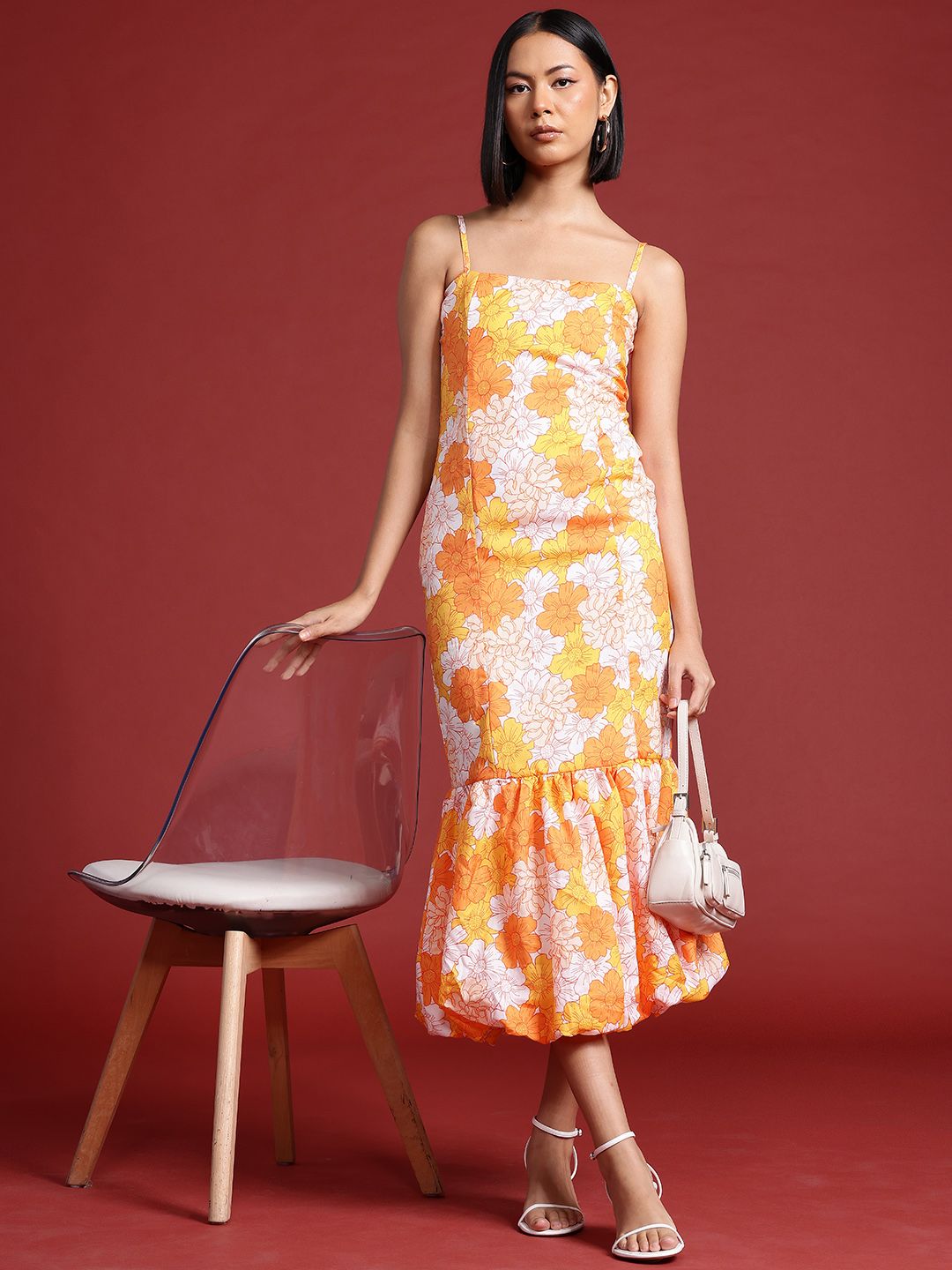 all about you Floral Print Drop-Waist Midi Dress