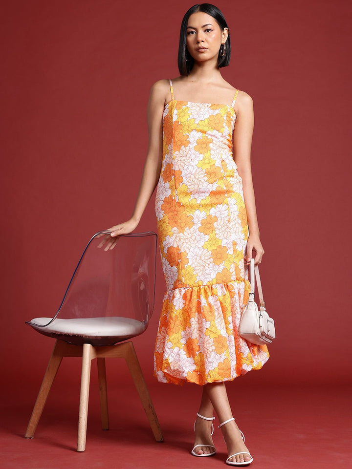 all about you Floral Print Drop-Waist Midi Dress