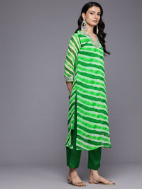 Varanga Leheriya Printed Sequinned Kurta With Trousers & Dupatta