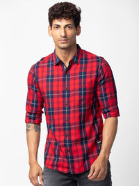 SPYKAR Men Classic Slim Fit Tartan Checks Cotton Casual Shirt