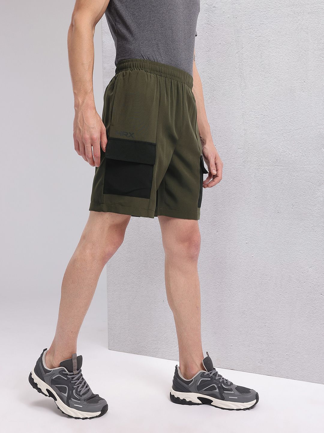 HRX by Hrithik Roshan Men Colourblocked Mid-Rise Cargo-Style Lifestyle Shorts