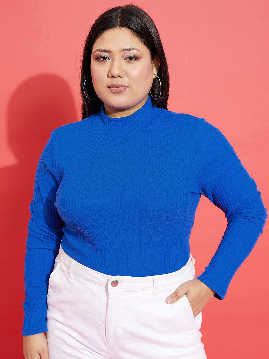 SASSAFRAS Curve Plus Size High Neck Top