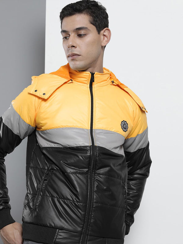 The Indian Garage Co Men Slim Fit Biker Jacket with Detachable Hood