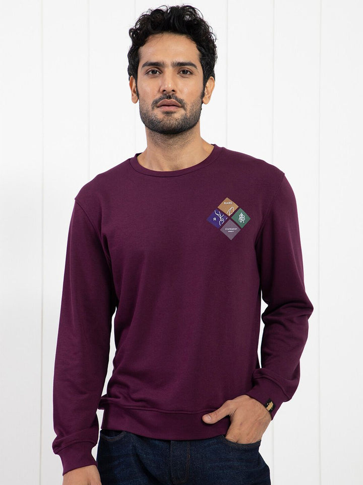 RARE RABBIT Men Praise Graphic Print Round Neck Sweatshirt