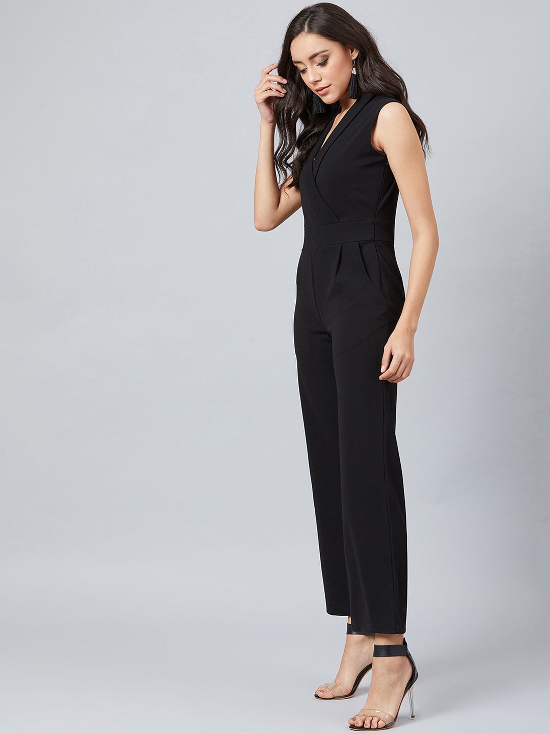 Athena Women Black Solid Basic Jumpsuit