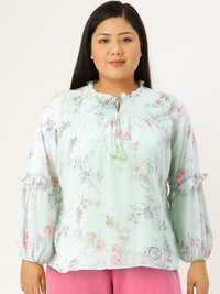 AND Puff Sleeve Floral Printed Top