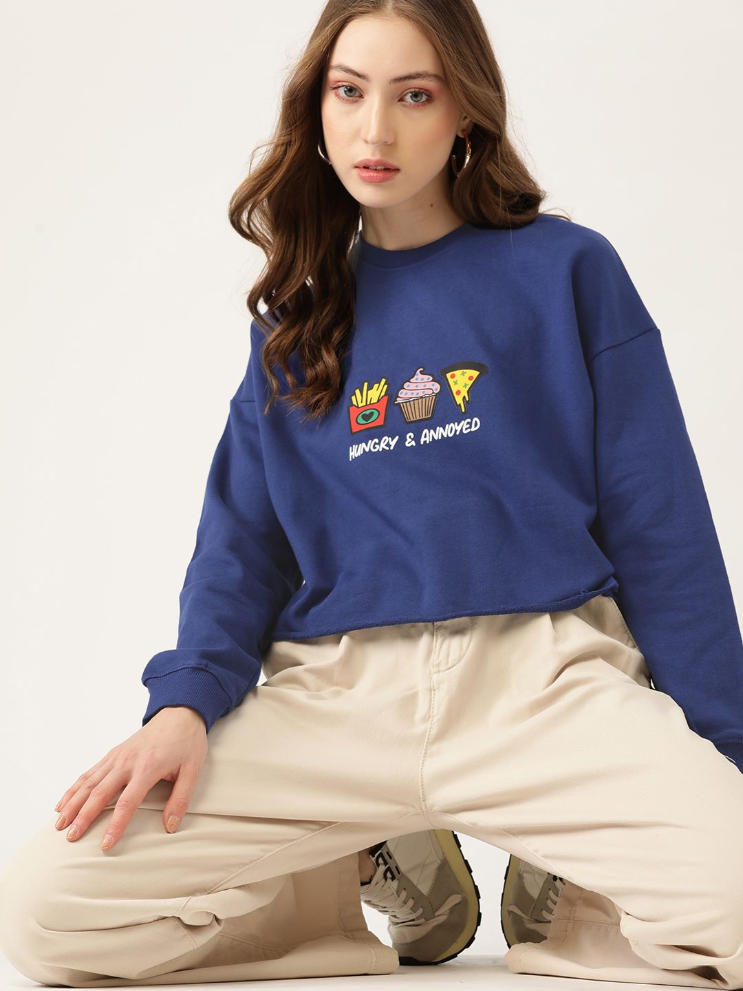 DressBerry Women Blue Printed Sweatshirt
