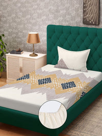 KLOTTHE Coklat Geometric Polycotton 300 TC Dilengkapi Cadar Single Halus dengan Sarung Bantal-89 x 59 inci