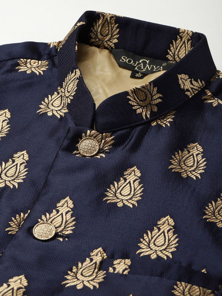 SOJANYA Kurta Motif Etnik Berwarna Emas Lelaki dengan Churidar