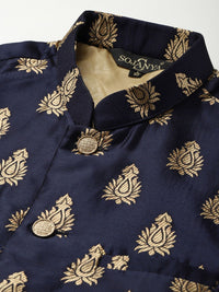 SOJANYA Kurta Motif Etnik Berwarna Emas Lelaki dengan Churidar