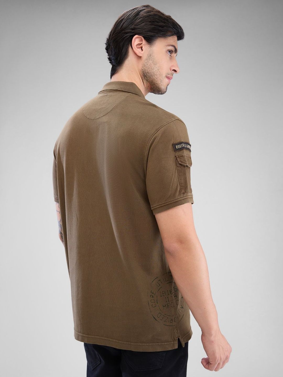 SPYKAR Men Graphic Printed Polo Collar Slim Fit Pure Cotton T-shirt