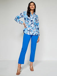 AND Abstract Printed Long Sleeves Cotton Shirt Style Top